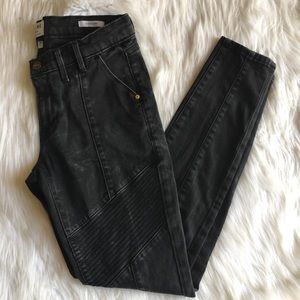Frame Denim Le Skinny Biker Moto Pant Black 28